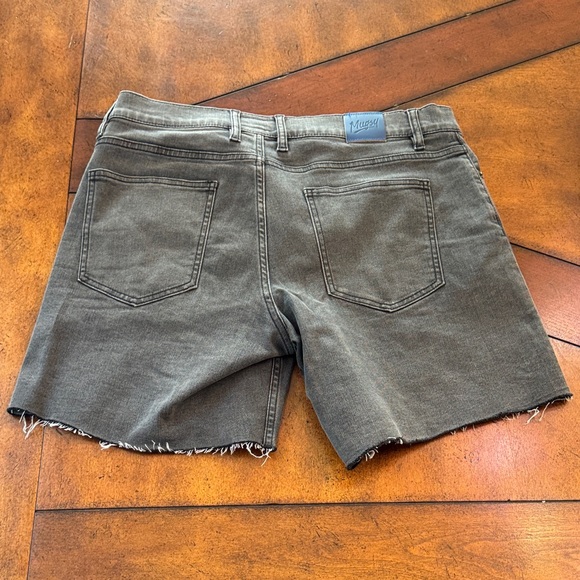 Men's Black Jean Shorts with Embroidered Text - Picture 3 of 8